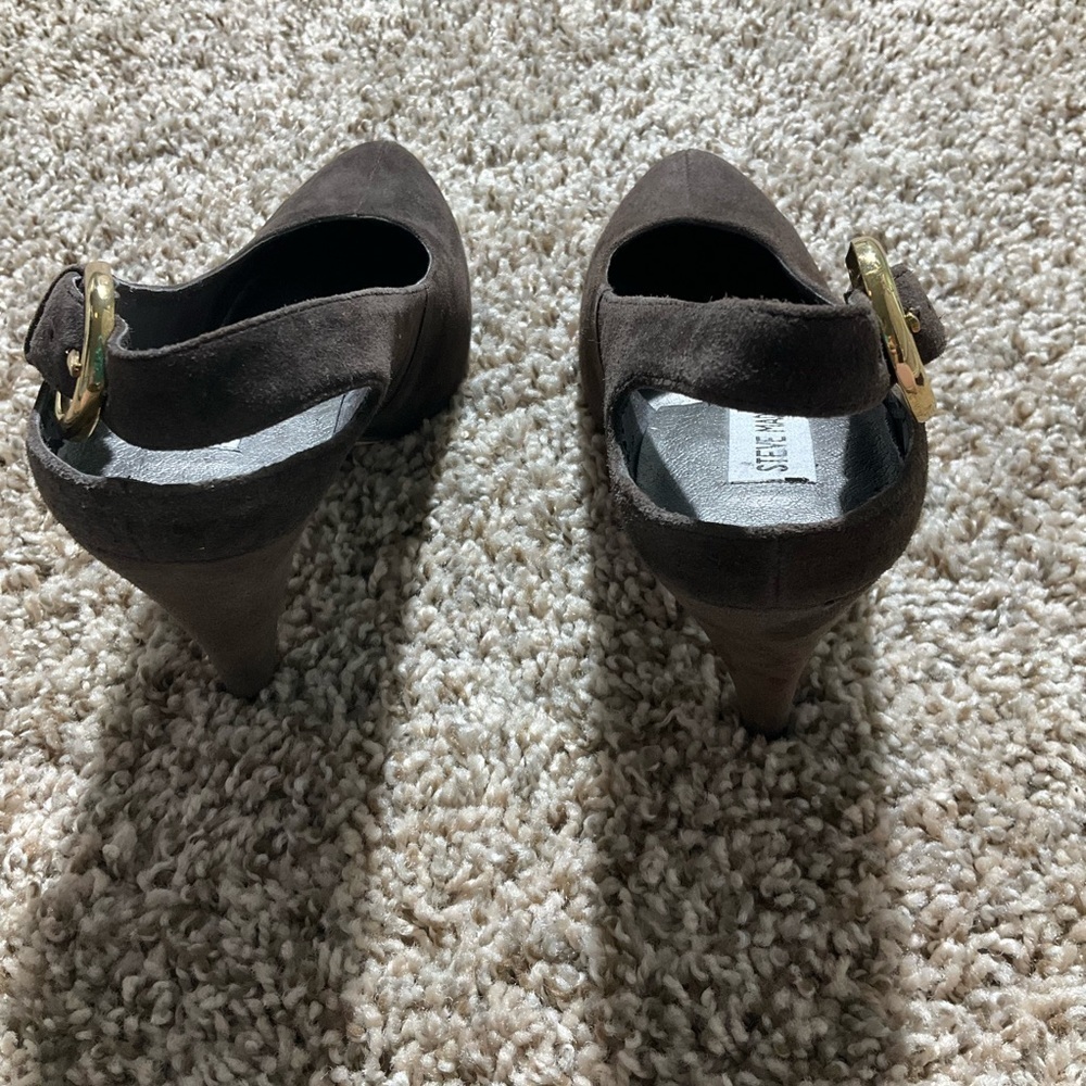 Steve Madden Suede Brown Leather Slingback Heels Size 7.5 - Picture 5 of 5